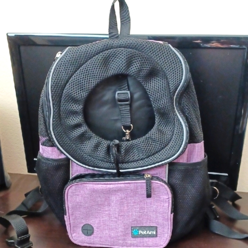 Black and Purple Dog Travel Carrier